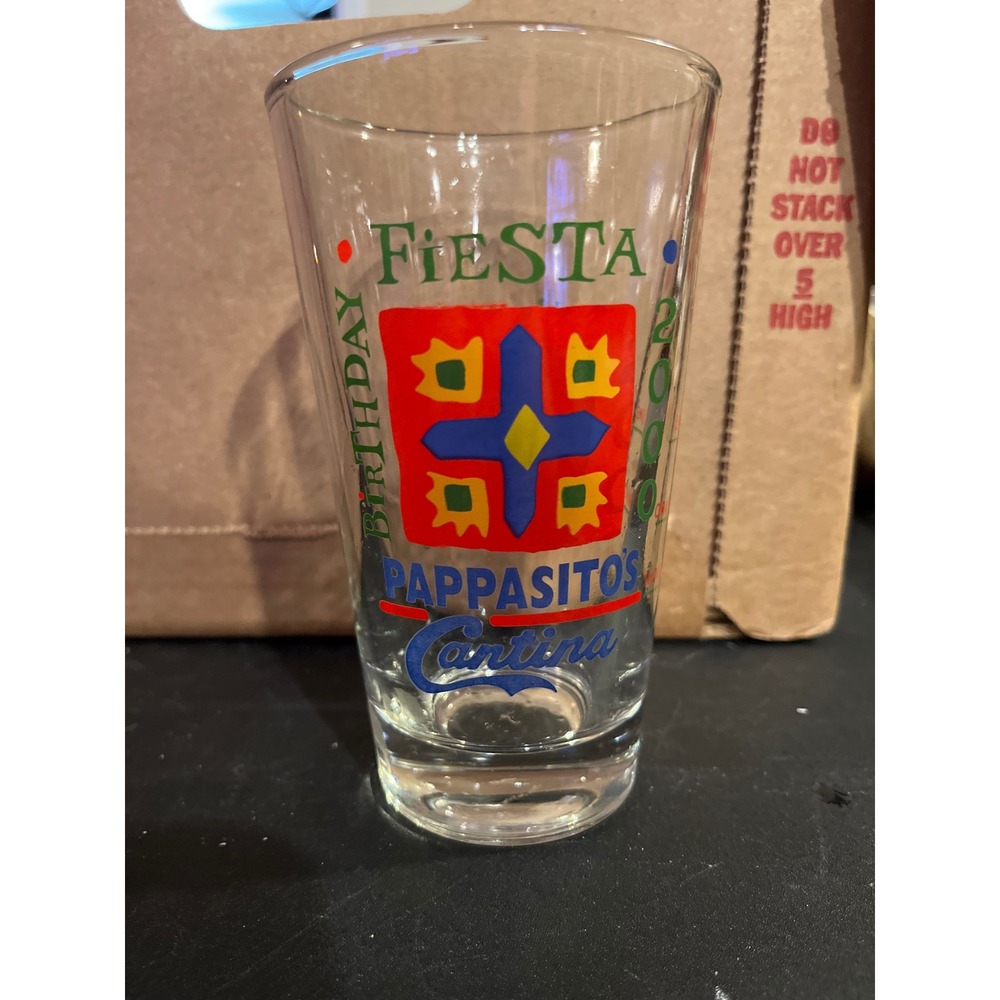 Vintage Pappasitos Cantina‎ Fiesta Birthday 2000 Souvenir Glass Margarita Recipe